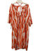 Oas Size XS/S Orange & Light Pink Linen 1/2 Sleeve Wavy Stripes Open Back Dress Orange & Light Pink / XS/S