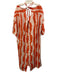 Oas Size XS/S Orange & Light Pink Linen 1/2 Sleeve Wavy Stripes Open Back Dress Orange & Light Pink / XS/S