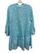 Sabbia Di Lino Size S Aquamarine Blue Linen 3/4 Bell Sleeve 1/2 Button Dress Aquamarine Blue / S