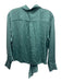 Secret Mission Size XS Teal Green Silk Long Sleeve Front Tie Buttons Collar Top Teal Green / XS