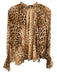 Secret Mission Size L Beige & Brown Silk Long puff sleeve Animal Print Top Beige & Brown / L