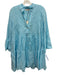 Sabbia Di Lino Size M Aquamarine Blue Linen 3/4 Bell Sleeve 1/2 Button Dress Aquamarine Blue / M