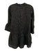 Sabbia Di Lino Size XS Black Linen 3/4 Bell Sleeve 1/2 Button Pleated Dress Black / XS