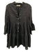 Sabbia Di Lino Size XS Black Linen 3/4 Bell Sleeve 1/2 Button Pleated Dress Black / XS