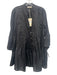 Sabbia Di Lino Size S Black Linen 3/4 Bell Sleeve 1/2 Button Pleated Dress Black / S