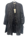 Sabbia Di Lino Size L Black Linen 3/4 Bell Sleeve 1/2 Button Pleated Dress Black / L
