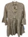Sabbia Di Lino Size XS Gray Beige Linen 3/4 Bell Sleeve 1/2 Button Pleated Dress Gray Beige / XS