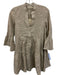 Sabbia Di Lino Size L Gray Beige Linen 3/4 Bell Sleeve 1/2 Button Pleated Dress Gray Beige / L