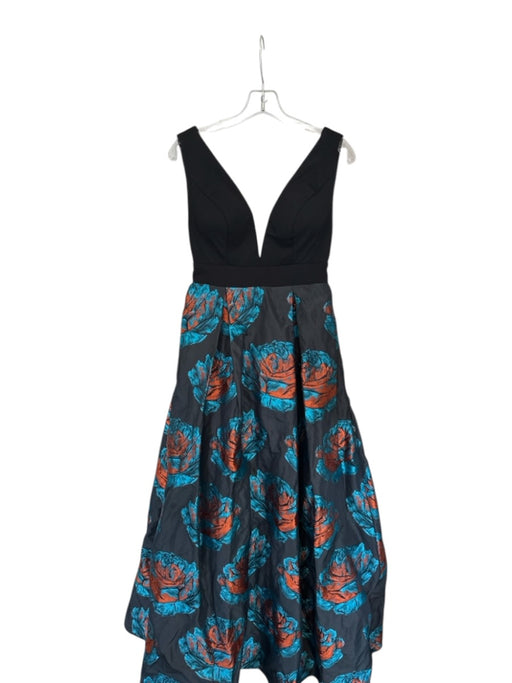 Jovani Size 4 Black & Blue floral Mesh Gown Black & Blue / 4