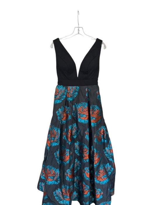 Jovani Size 4 Black & Blue floral Mesh Gown Black & Blue / 4