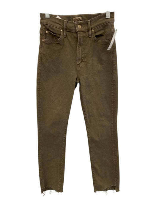 Mother Size 25 Olive Green Cotton High Waist Ankle Fray Zip Fly Boot Cut Jeans Olive Green / 25