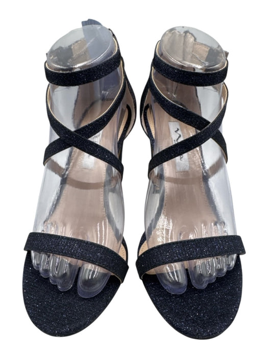 Nina Shoe Size 8 Midnight blue textile upper Glitter Ankle Buckle Sandals Midnight blue / 8