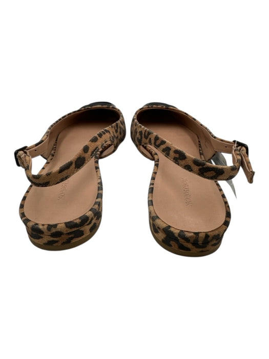 Nordstrom Shoe Size 9 Beige & Brown Leather Upper Leopard Print Flat Slingbacks Beige & Brown / 9