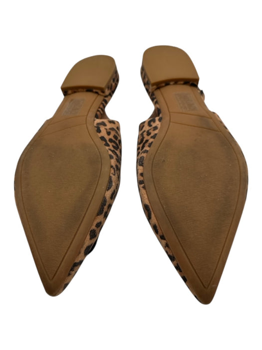 Nordstrom Shoe Size 9 Beige & Brown Leather Upper Leopard Print Flat Slingbacks Beige & Brown / 9