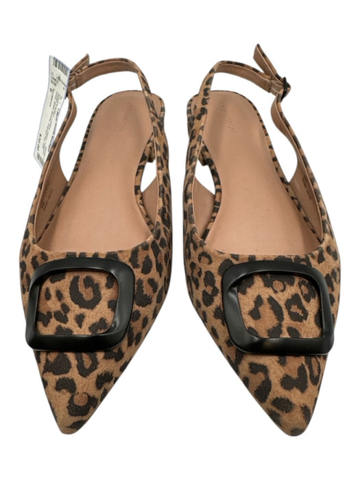 Nordstrom Shoe Size 9 Beige & Brown Leather Upper Leopard Print Flat Slingbacks Beige & Brown / 9