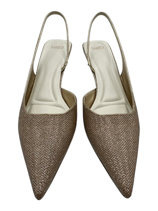 Sarto Shoe Size 10 Champagne Gold textile upper Glitter Pointed Toe Slingbacks Champagne Gold / 10