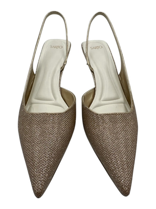 Sarto Shoe Size 10 Champagne Gold textile upper Glitter Pointed Toe Slingbacks Champagne Gold / 10