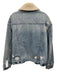 Free People Size M Light Wash & Cream Cotton Denim Faux Shearling Collar Jacket Light Wash & Cream / M
