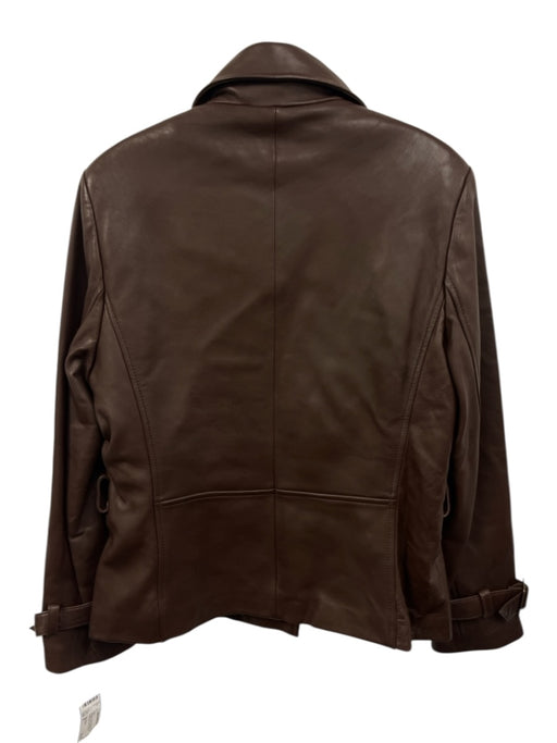 Tiboa Leathers Size M Dark Brown Nylon & Acetate Pleather Double Breast Jacket Dark Brown / M