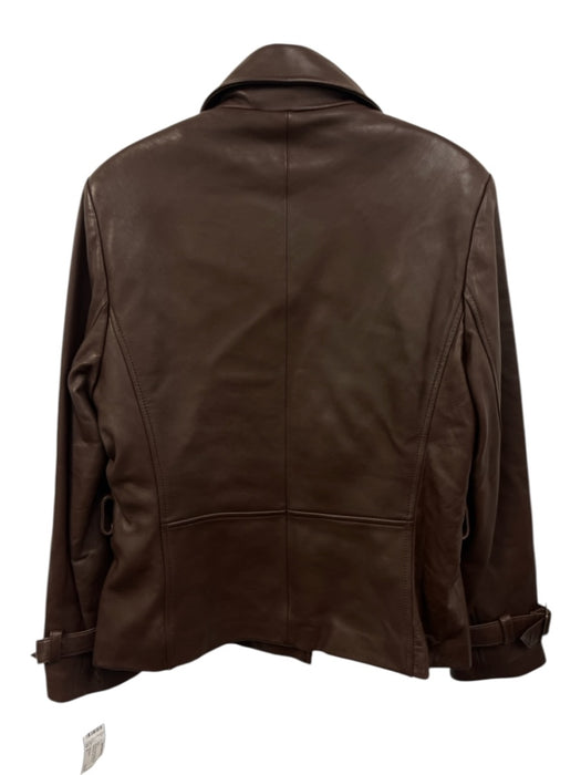 Tiboa Leathers Size M Dark Brown Nylon & Acetate Pleather Double Breast Jacket Dark Brown / M