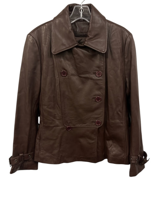 Tiboa Leathers Size M Dark Brown Nylon & Acetate Pleather Double Breast Jacket Dark Brown / M