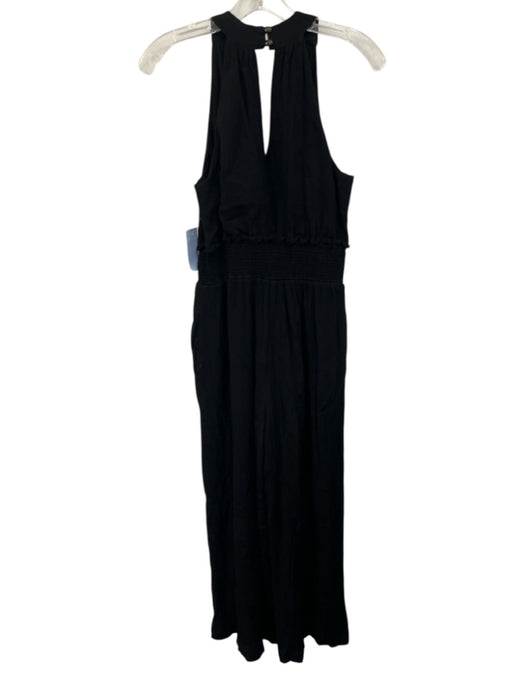 By Anthropologie Size M Black Viscose Sleeveless V Neck Elastic Waist Jumpsuit Black / M
