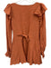 Free People Size XS Orange Cotton Long Balloon Sleeve V Neck Ruffle Detail Dress Orange / XS