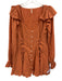 Free People Size XS Orange Cotton Long Balloon Sleeve V Neck Ruffle Detail Dress Orange / XS