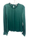 Rachel Parcell Size S Deep Green Viscose Satin Keyhole Back Long Sleeve Top Deep Green / S