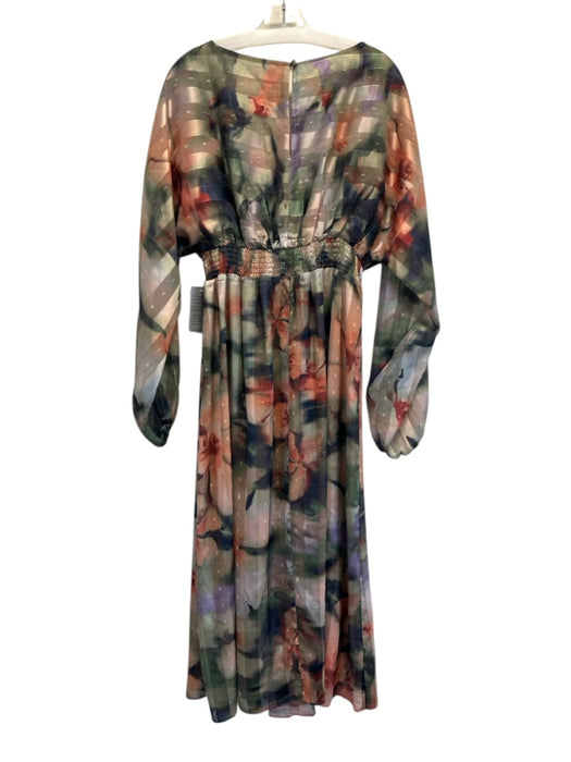 Socialite Size M Green Multi Poly Blend V Neck Swiss Dot Long Sleeve Dress Green Multi / M