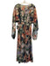 Socialite Size M Green Multi Poly Blend V Neck Swiss Dot Long Sleeve Dress Green Multi / M