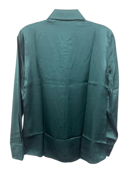 Ravella Size S/4 Green Silk Long Sleeve Satin Top Green / S/4