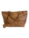 Tory Burch Brown Leather Snap Button Top Handle embossed logo Tassels Bag Brown / L