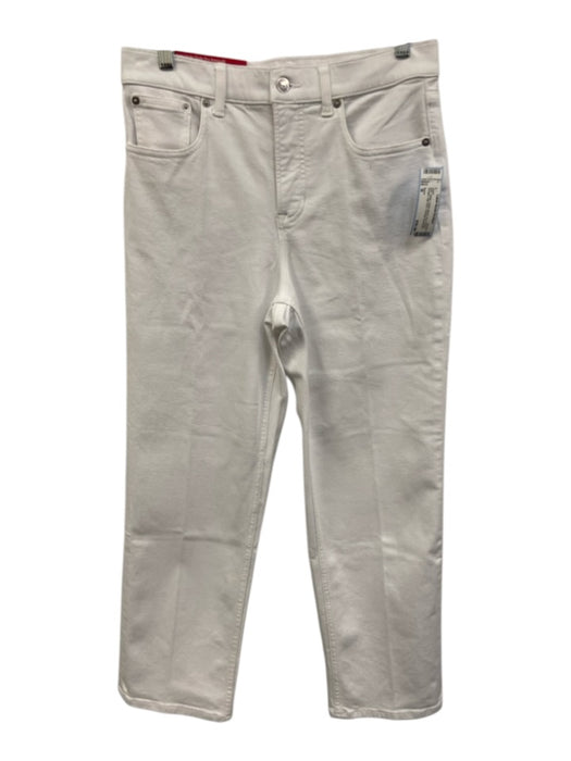 Spanx Size M White Cotton Blend Zip & Button Straight High Rise Pockets Jeans White / M