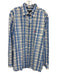 Johnnie O Size XXL Blue & White Cotton Plaid Button Up Men's Long Sleeve Shirt Blue & White / XXL