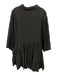 Free People Size M Black Cotton 3/4 Dolman Sleeve 1/2 Zip Gathered Detail Dress Black / M