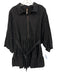 Free People Size M Black Cotton 3/4 Dolman Sleeve 1/2 Zip Gathered Detail Dress Black / M