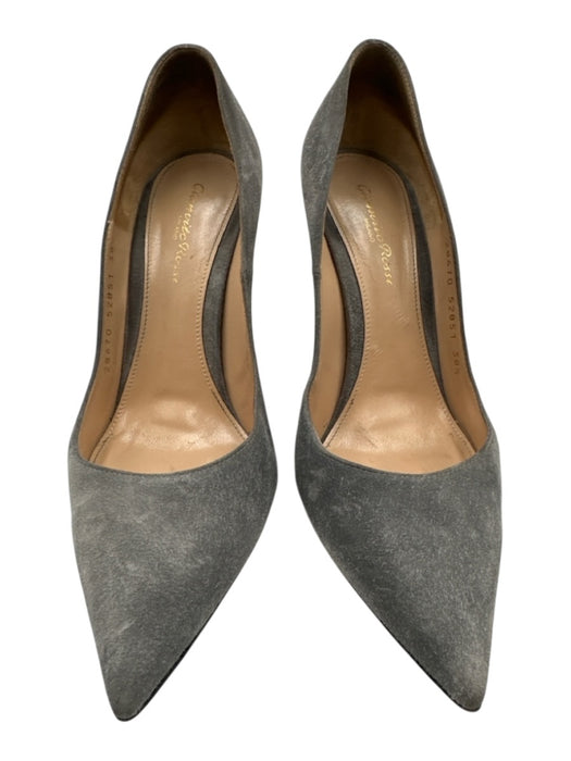 Gianvito Rossi Shoe Size 38.5 Gray Leather Upper Suede Pointed Toe Pumps Gray / 38.5