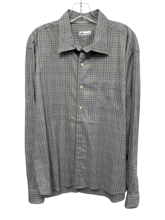 Peter Millar Size Est L Gray & Multi-Color Nylon Blend Plaid Long Sleeve Shirt Gray & Multi-Color / Est L