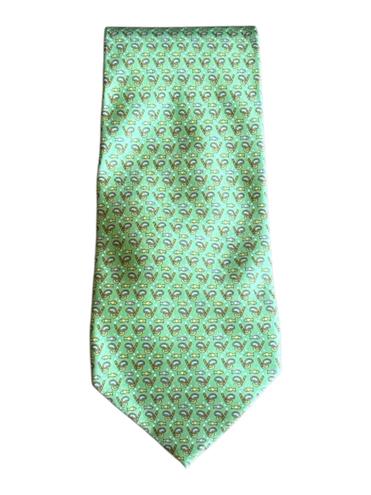 Salvatore Ferragamo Green & Multi Silk All Over Print Men's Ties Green & Multi