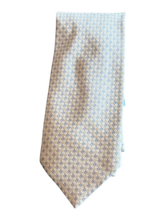 Corneliani Beige & Blue Print Silk All Over Print Men's Ties Beige & Blue Print