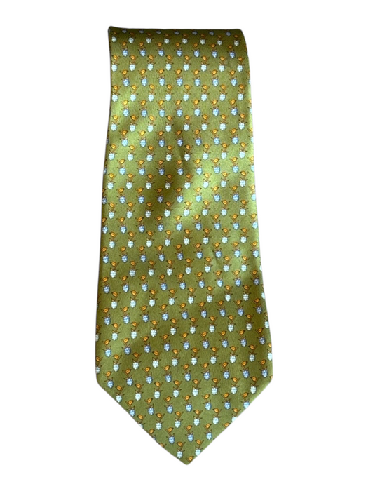 Salvatore Ferragamo Green & Multi Silk All Over Print Men's Ties Green & Multi