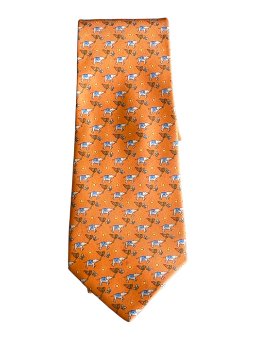Salvatore Ferragamo Orange & Multi Silk Elephant Print Men's Ties Orange & Multi