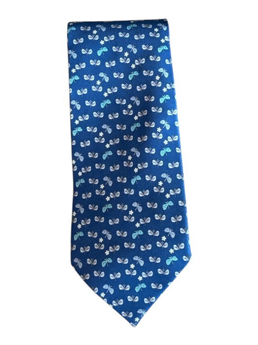 Salvatore Ferragamo Blue Silk Flowers Men's Ties Blue