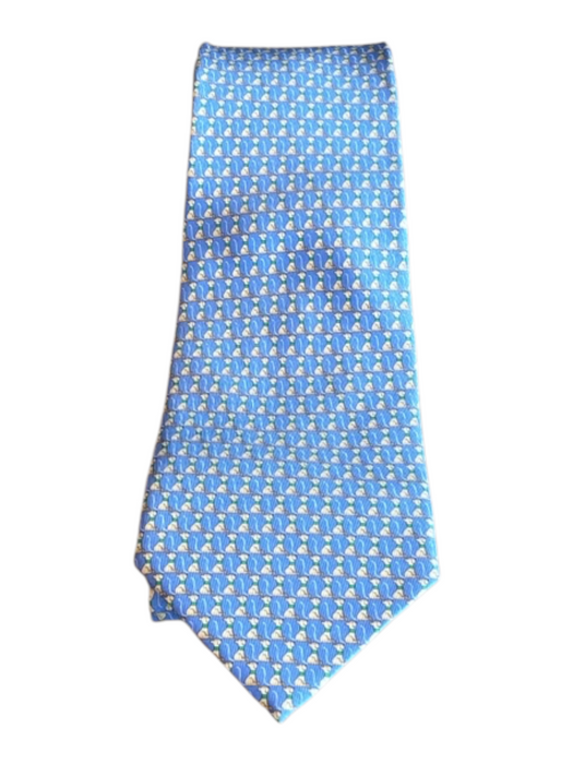 Salvatore Ferragamo Blue & Yellow Silk Dogs Men's Ties Blue & Yellow
