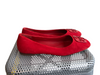 Tory Burch Shoe Size 9.5 Red Suede Logo Flat Square Toe Shoes Red / 9.5