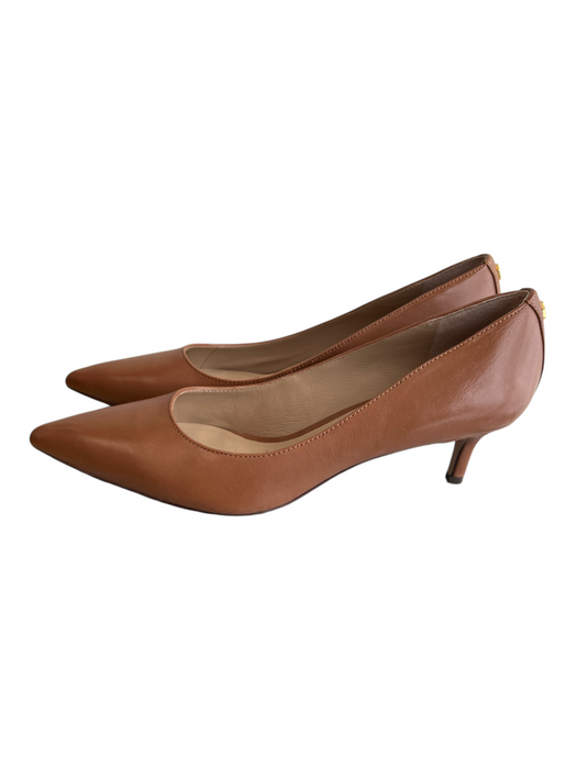 Lauren Ralph Lauren Shoe Size 9.5 Tan Leather Pointed Toe Kitten Heel Pump Shoes Tan / 9.5