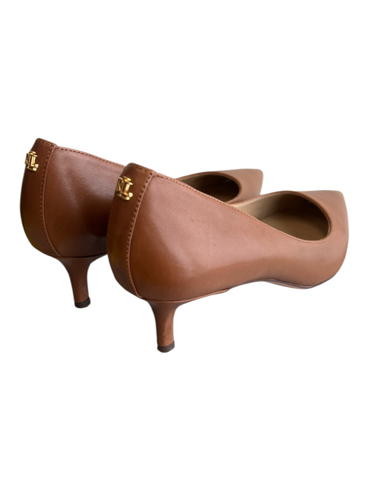 Lauren Ralph Lauren Shoe Size 9.5 Tan Leather Pointed Toe Kitten Heel Pump Shoes Tan / 9.5