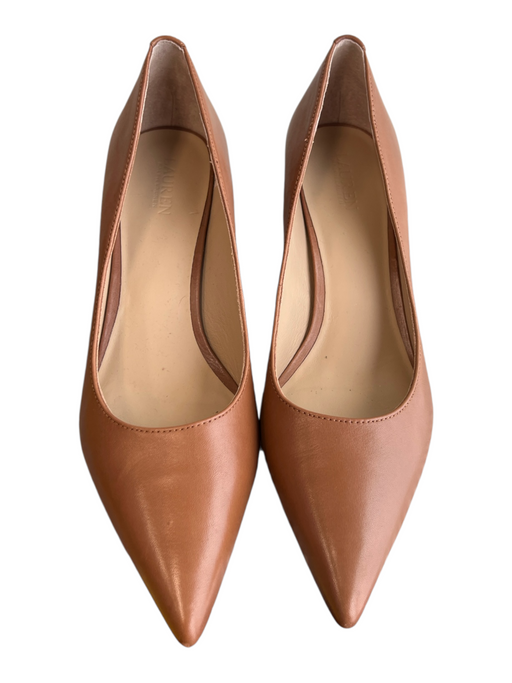 Lauren Ralph Lauren Shoe Size 9.5 Tan Leather Pointed Toe Kitten Heel Pump Shoes Tan / 9.5