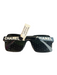 Chanel Black Acetate White Lettering Square Gray lenses Sunglasses Black